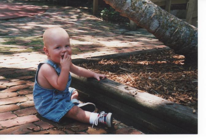 Adam eating mulch 001