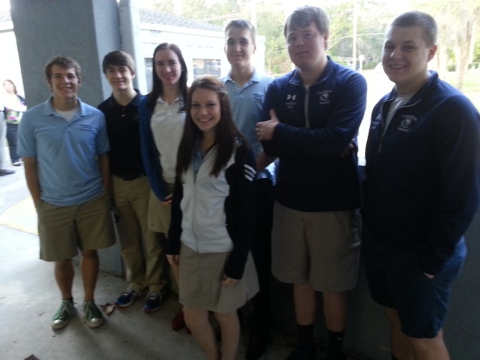 Seven of the eight seniors managed to make it to school the day after their Capstone Projects. They now breathe sighs of relief and offer advice to the seniors scheduled for April.
