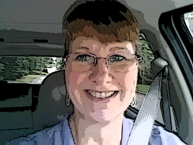 (When you're not great at shooting selfies while driving, transform them into sketches.... ) While I did ask my son how I looked before I left for my first day on the job, I didn't think about shooting a photo -- until I reached my first STOP sign. I look more happy than anxious. :)
