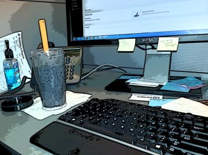 Evidence of "Dine at Desk" November... my breakfast smoothie.