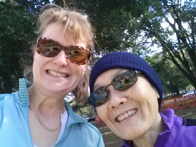 My friend Robena and I took a selfie prior to embarking on the Dash for Diabetes 5K Saturday morning.